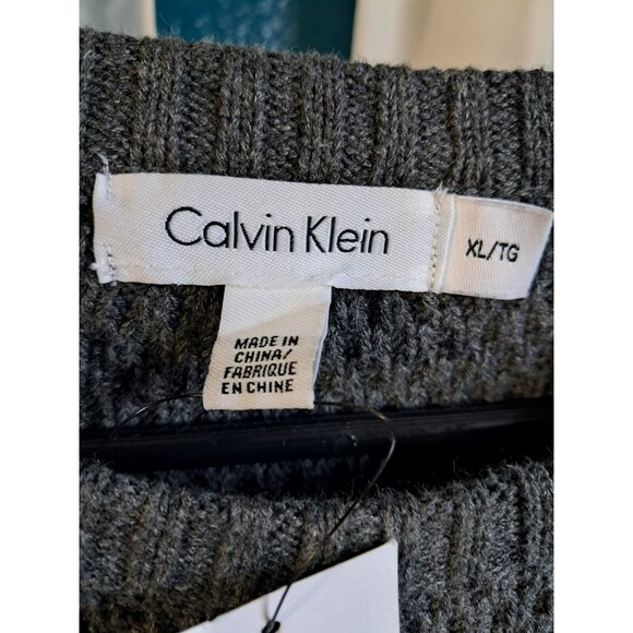 Calvin Klein Men's Pullover Crew Neck Black Sweater Knit Cotton XL 36543 - Picture 10 of 11